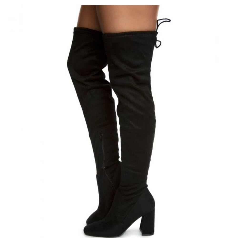 Over the Knee Chunky High Heel Boots 2 inch high article 03 suade like